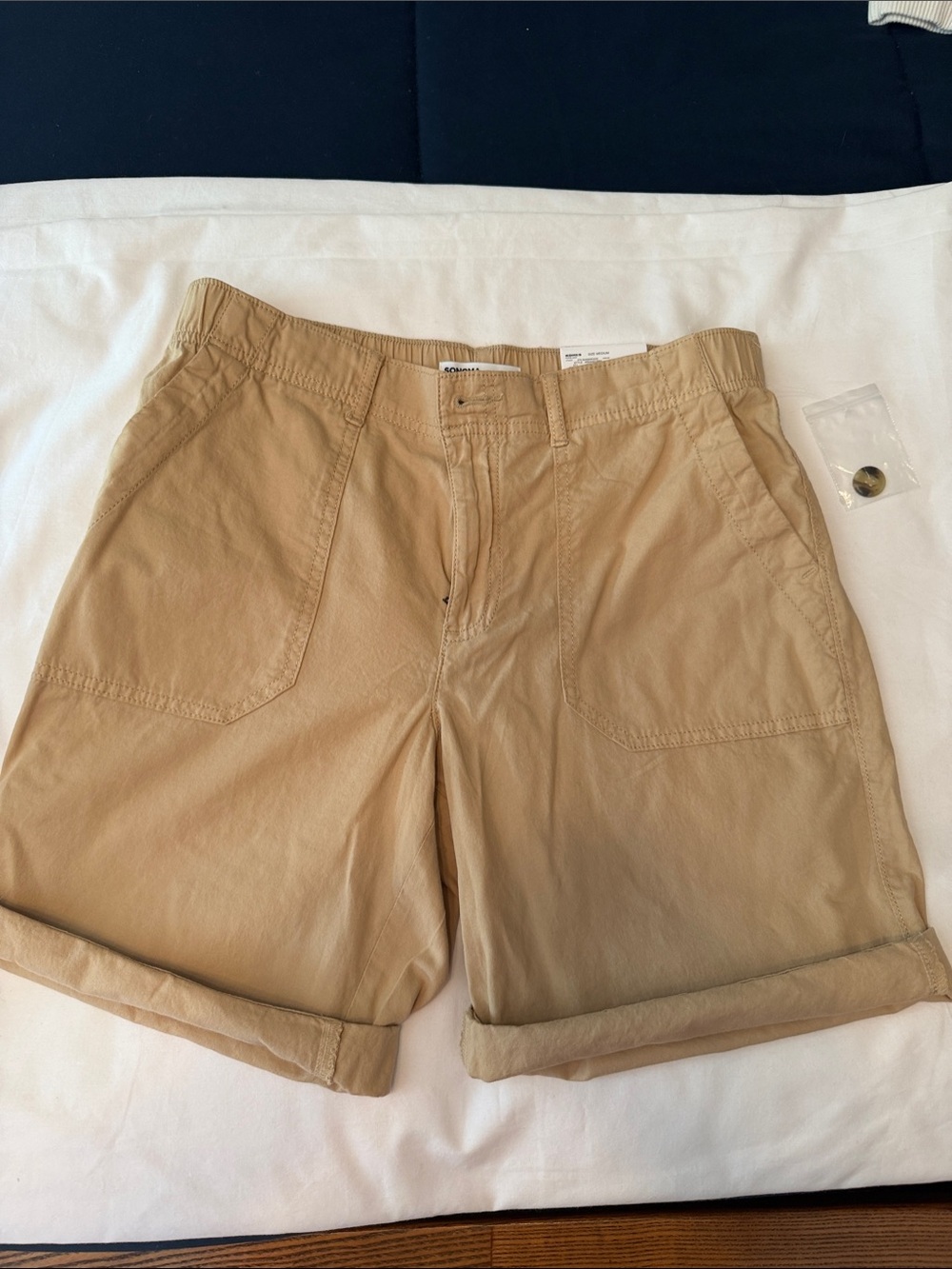 Sonoma Beige Roll-Cuff Bermuda Shorts